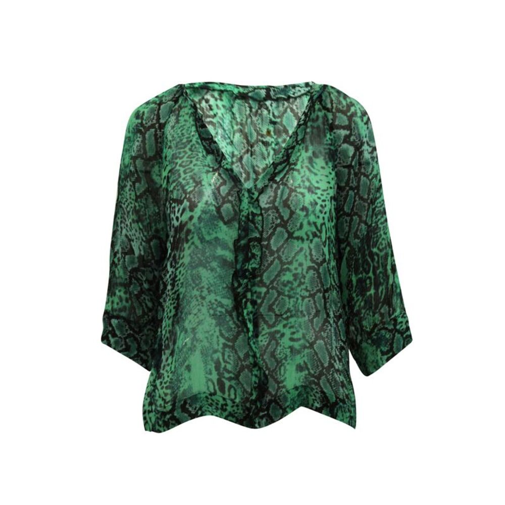 Ba&Sh Snake Print Blouse in Green Silk
